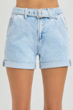 RISEN Full Size High Rise Belted Roll Up Shorts Plus Size