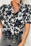 Floral Button Down Puff Sleeve Shirt