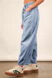 VERY J Washed Chambray Barrel Denim Pants