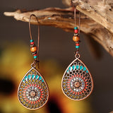 Alloy Oil Drip Beaded Teardrop Earrings
