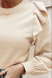 Ruffled Round Neck Long Sleeve Blouse