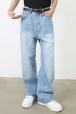 Men's Wide Straight Jeans with Pockets