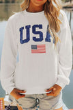 US Flag Corded Long Sleeve Sweatshirt