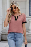 Cutout Round Neck Short Sleeve Top