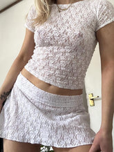 Lace Round Neck Short Sleeve Top and Skirt Set