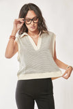 Davi & Dani French Terry Boxy Fit Striped Sweater Vest