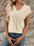 V-Neck Short Sleeve Knit Top