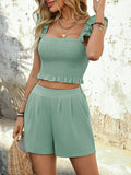 Smocked Cropped Cami and Shorts Set