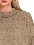 Zenana Brushed Melange Hacci Cropped Sweater