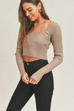 MABLE Long Sleeve Crop Sweater Top and Inner Bra Set