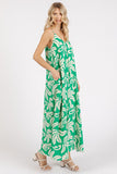 Mittoshop Printed V-Neck Maxi Cami Dress with Pockets