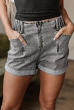 Zipped Cuffed Edge Denim Shorts