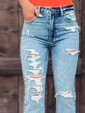 Distressed Slit Bootcut Jeans