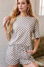 Checkered Round Neck Top and Shorts Set