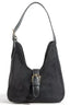 Fame Buckle Accent Faux Suede Hand Bag