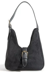 Fame Buckle Accent Faux Suede Hand Bag