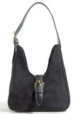 Fame Buckle Accent Faux Suede Hand Bag
