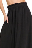 Zenana Paperbag Waist Midi Skirt With Pockets
