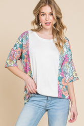 BOMBOM Floral Round Neck Half Sleeve T-Shirt