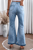 High Waist Button Fly Flared Jeans