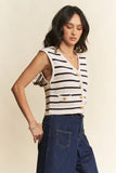 Davi & Dani Sleeveless Cropped Striped Sweater Knit Vest Top