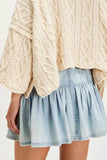 Buttoned Ruffled Mini Denim Skirt