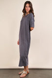 VERY J Plus Size Mineral Washed Casual Comfy Midi Dress