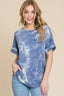 BOMBOM Tie-Dye Round Neck Short Sleeve T-Shirt