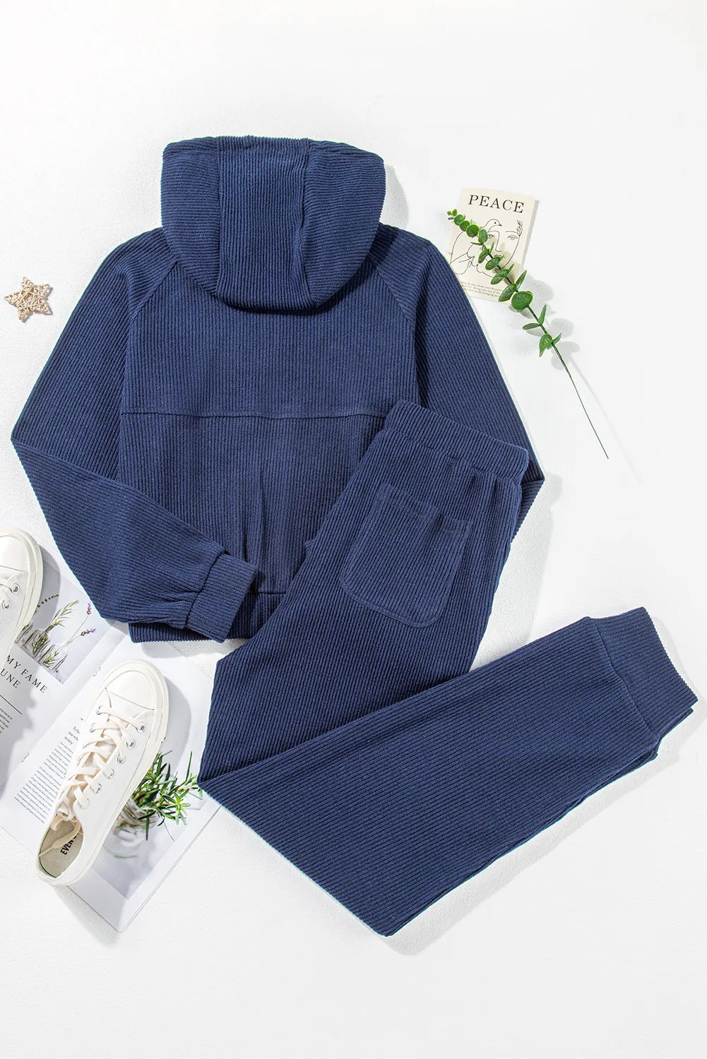 Drawstring Half Zip Hoodie and Joggers Active Set - felvior