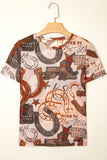 Western Horseshoe Printed Mesh Short Sleeve T Shirt