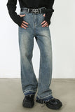 Men's Frayed Hem Jeans with Pockets