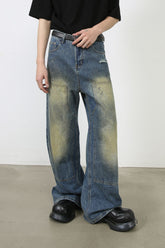 Men's Washed Wide Leg Jeans