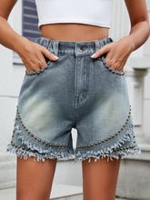 Raw Hem Studded Denim Shorts