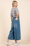 Mittoshop Denim Tie Back Sleeveless Wide Leg Overalls