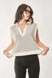 Davi & Dani French Terry Boxy Fit Striped Sweater Vest