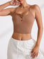 Ribbed Half Button Cropped Active Cami