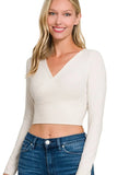 Zenana Ribbed Surplus Waist Band Long Sleeve Top