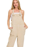 Zenana Washed Knot Strap Relaxed Fit Overalls