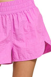 Zenana Windbreaker Smocked Waistband Running Shorts