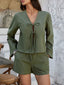 Devine Double Tied V-Neck Top and Shorts Set