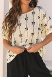 Bow Print Short Sleeve Top