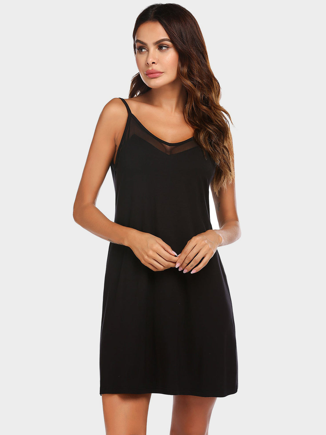 Scoop Neck Spaghetti Strap Lounge Dress - felvior