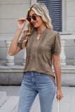 Notched Short Sleeve Top