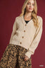 Umgee Chunky Cable Knit V-Neck Button-Up Cardigan