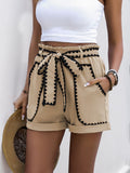 Perfee Tied Contrast Trim Shorts