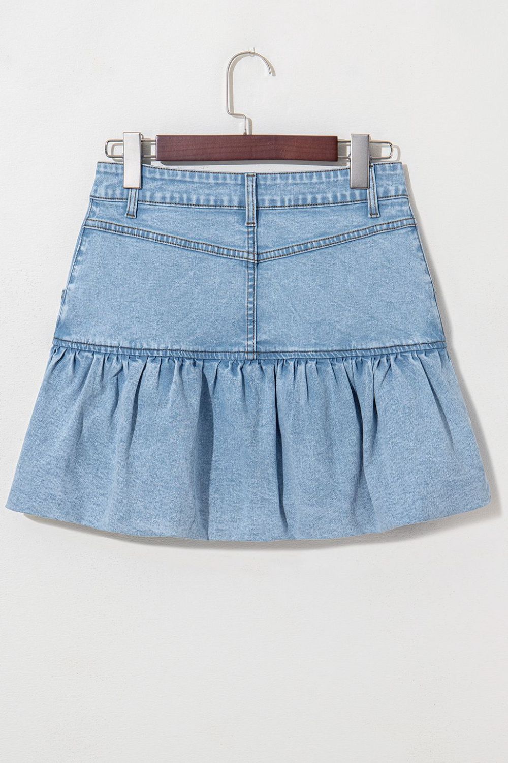 Bubble Hem Denim Mini Skirt - felvior