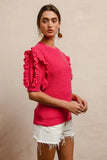BiBi Ruffle Sleeve Ribbed Sweater