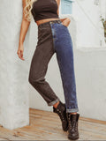 Two Tone Straight Leg Jeans