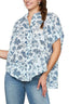 Umgee Full Size Two Tone Floral Print Top Plus Size