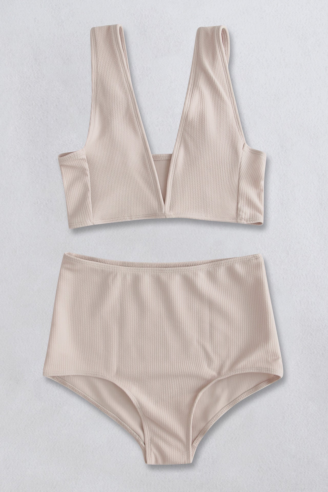 Ribbed V-Neck Bikini Set - felvior